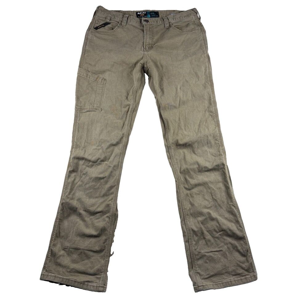 Ariat Pants Mens 34x34* Field Khaki Rebar M7 DuraStretch Slim Straight Workwear